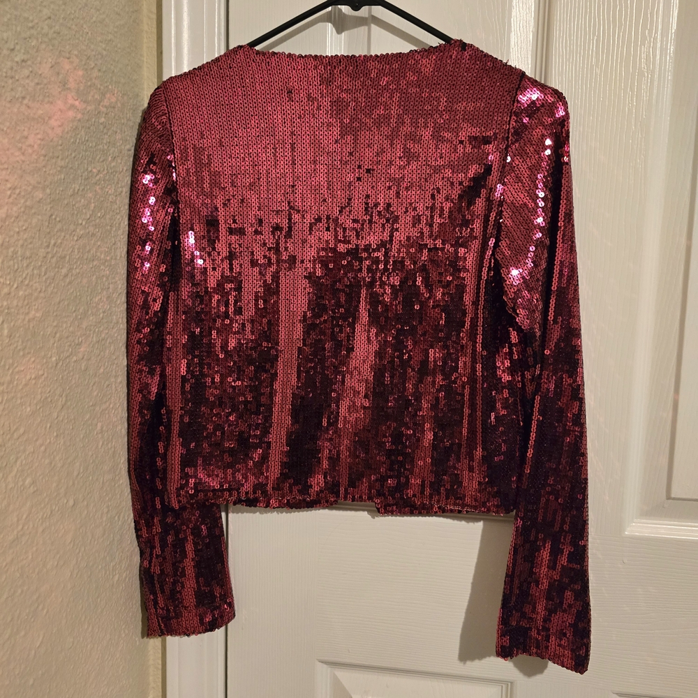 Express Pink‎ Sequin Tie-Front Top NWT Size XS - Picture 6 of 10